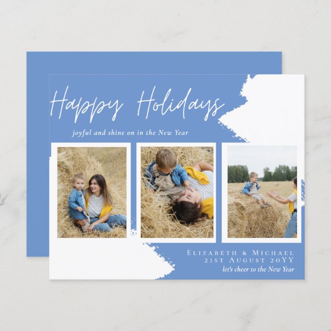 Budget Happy Holidays Fotokarten Abstrakt Moderne (Vorne/Hinten)