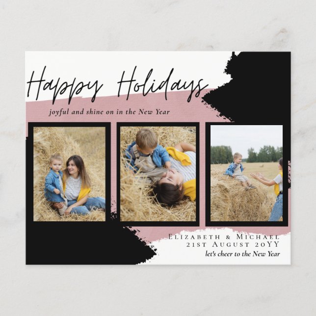 Budget Happy Holidays Fotokarten Abstrakt Moderne Flyer (Vorne)