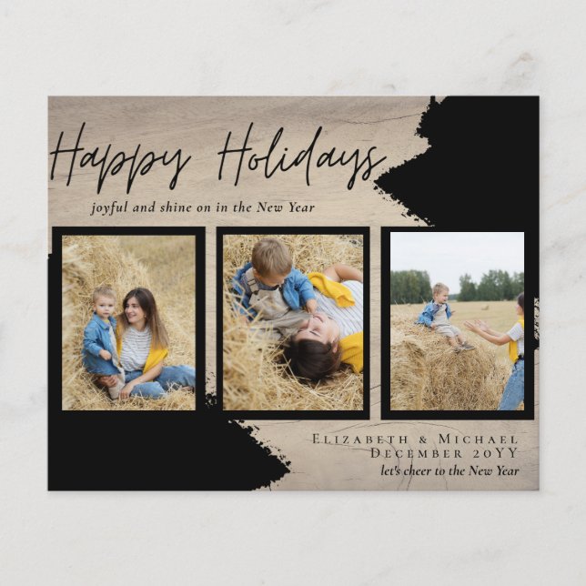 Budget Happy Holidays Fotokarten Abstrakt Moderne Flyer (Vorne)