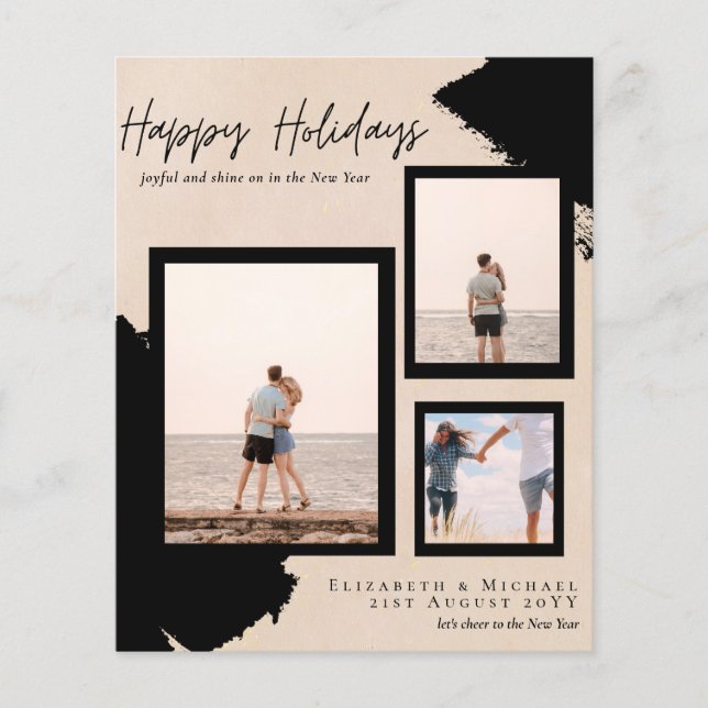 Budget Happy Holidays Fotokarten Abstrakt Moderne Flyer (Vorne)