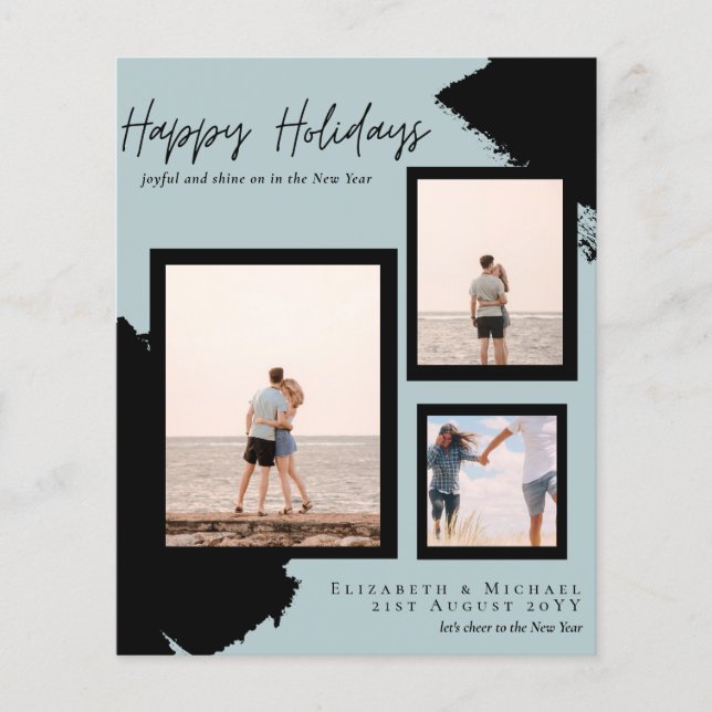 Budget Happy Holidays Fotokarten Abstrakt Moderne Flyer (Vorne)