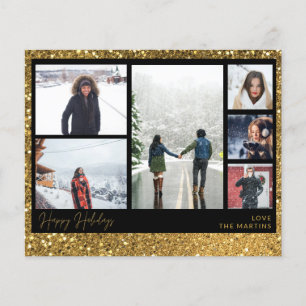 Budget Happy Holidays Gold Glitzer Multi Foto Flyer