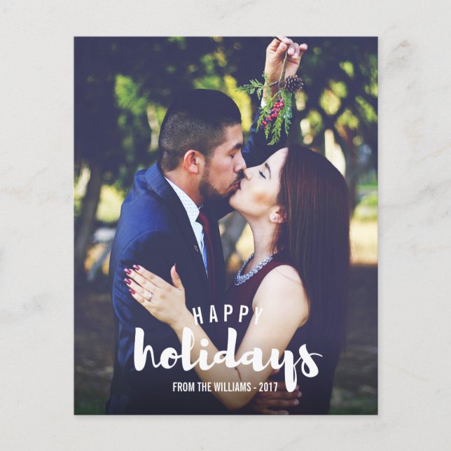 Budget Happy Holidays Sketched Foto Holiday Card (Vorderseite)