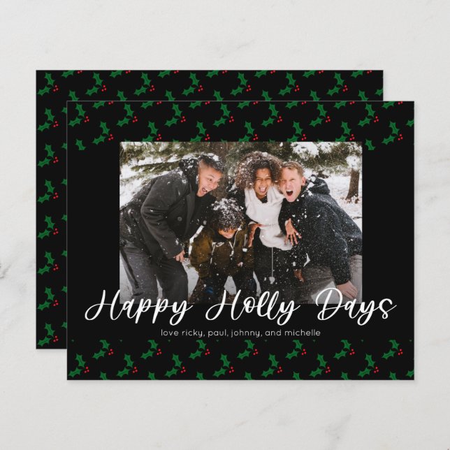 Budget Happy Holly Days Funny Christmas Foto (Vorne/Hinten)