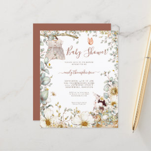 Budget-Häschen-Mädchen-Vintage-Baby-Party-Einladun