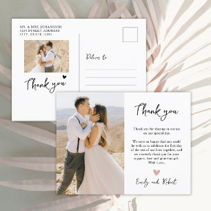 Budget Heart Foto Wedding Danke, Script Postkarte