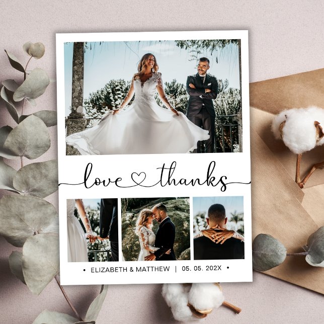 Budget Heart Script Foto Hochzeit Danke Karte (Von Creator hochgeladen)