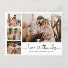 Budget Heart Script Wedding Danke Postcard