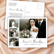 Budget Heart Script Wedding Danke Postcard
