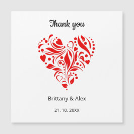 Budget Heart Wedding Thank You Card – Customizable Magnetkarte