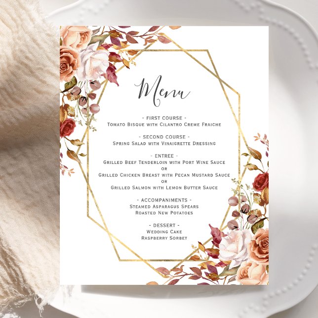 Budget-Herbst-Blumen-Geometrisches-Hochzeitsmenü (Von Creator hochgeladen)