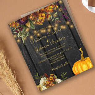 BUDGET Herbst Blumen Hochzeitshüttenholz Einladung