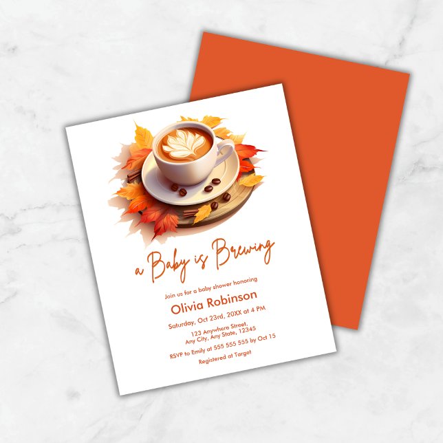 Budget Herbst Ein Baby Braut Baby Dusche einladen (Budget Fall Autumn A Baby is Brewing Coffee Baby Shower Invitation )