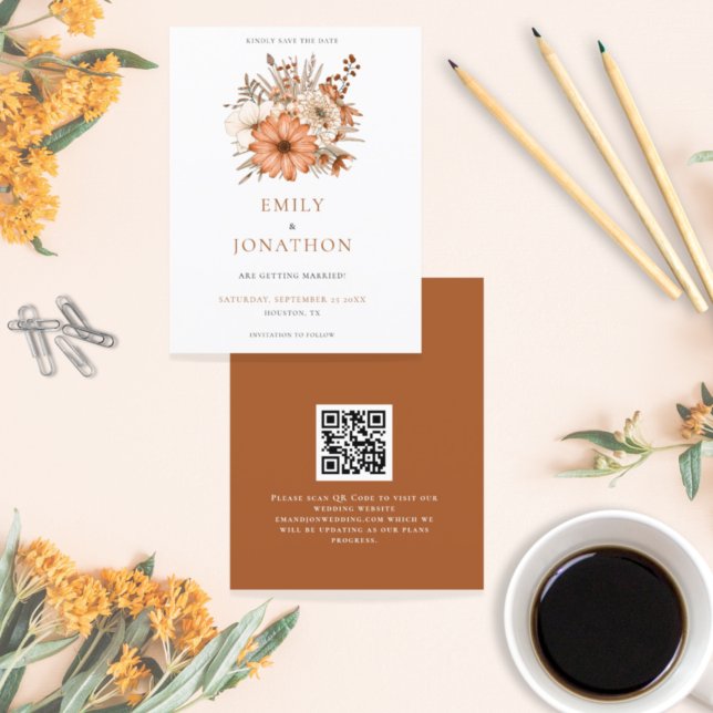 Budget Herbst floraler QR-Code Hochzeit speichern  (Von Creator hochgeladen)