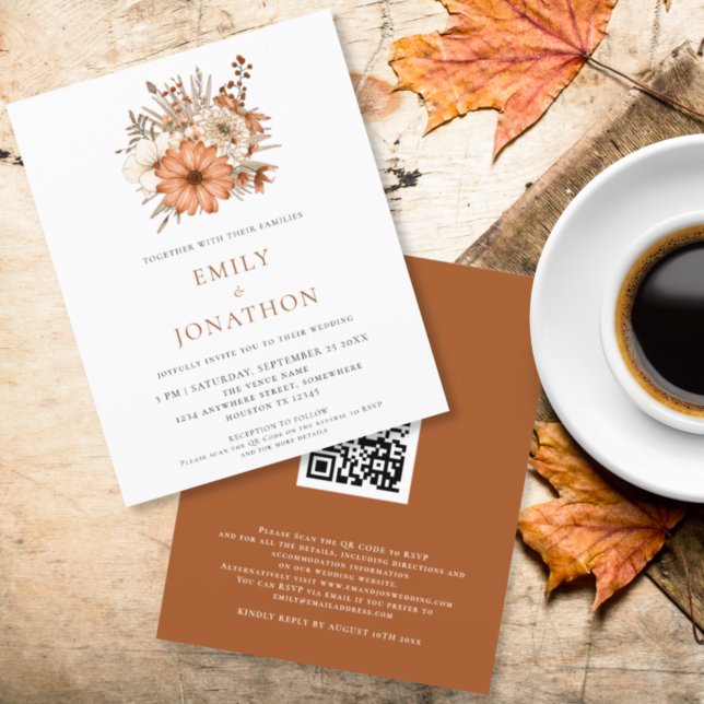Budget Herbst Florals QR Code Hochzeitsempfang (Von Creator hochgeladen)