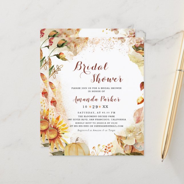 Budget Herbst Pumpkin Sonnenblumen Brautparty (Vorderseite/Rückseite Beispiel)