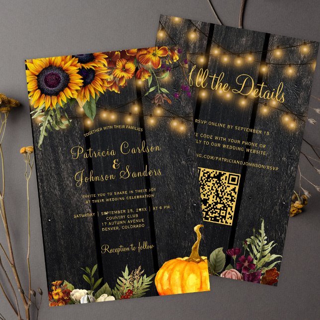 Budget Herbst QR-Code RSVP Hochzeits-Einladung (Von Creator hochgeladen)