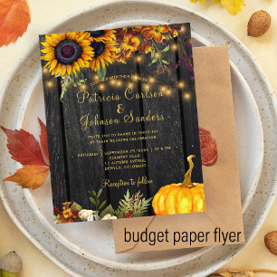 Budget Herbst rustic Holz Hochzeits-Einladung Flyer