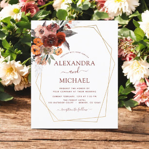 Budget Herbsthochzeit Burnt Orange Blumen Flyer