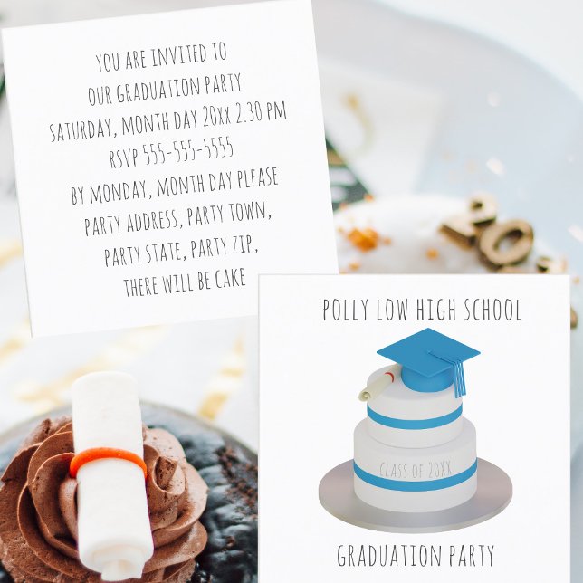 Budget High School Graduation Party Mini lädt ein Telefonnummerkarte (Always should be cake at Graduation Parties. Add the details of yours to these mini invites)