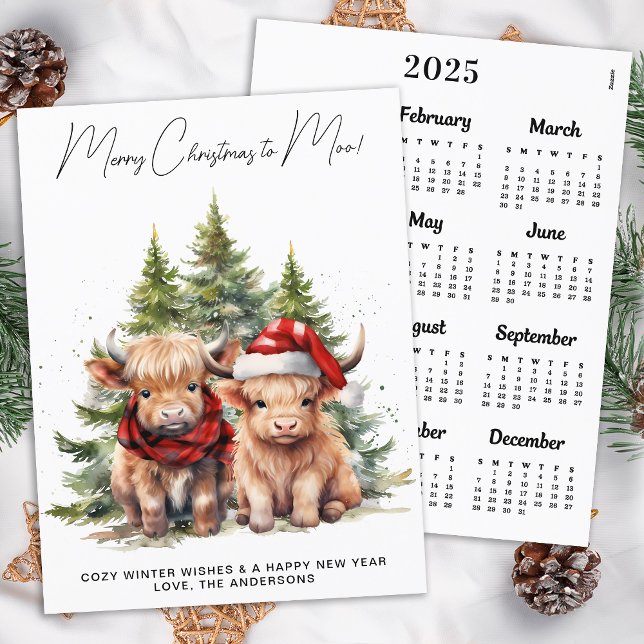 Budget Highland Cow 2025 Kalender Weihnachtskarte (Von Creator hochgeladen)