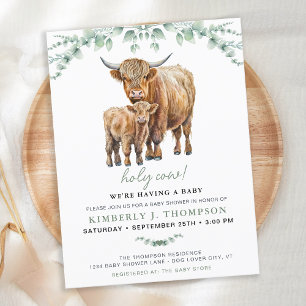 Budget Highland Cow Greenerity Baby Shower Einladu