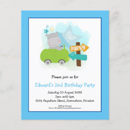 Budget Hippo 2. Geburtstagsfeier Party Einladung