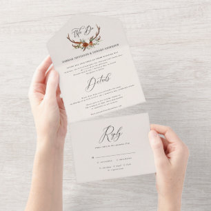 Budget Hirsch Terrakotta Blumen rustikal elegant All In One Einladung