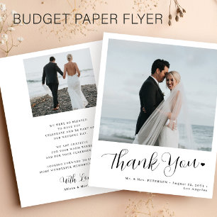 Budget-Hochzeit 2 Foto minimalistischer Dank Flyer