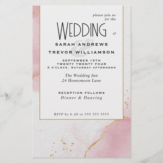 Budget Hochzeit Abstrakt Rosa Himmel (Vorderseite)