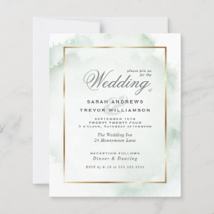Budget Hochzeit Blassgrüner Wasserfarbenwash