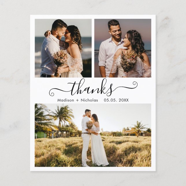 Budget Hochzeit dank Script Foto Collage Card (Vorderseite)