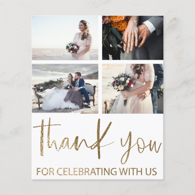 Budget Hochzeit Danke Foto Card (Vorderseite)