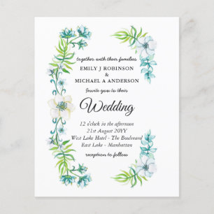 Budget Hochzeit Einladung Blauer Blumenfrühling