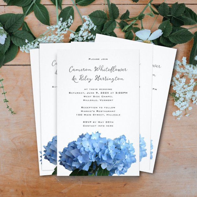 Budget Hochzeit Einladung Blue Hydrangea Blume Flyer (Von Creator hochgeladen)