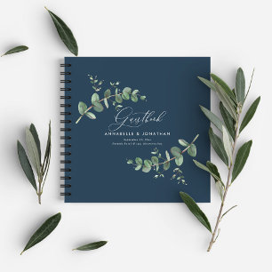 Budget Hochzeit eukalyptus rustikal blauen Gästebu Notizbuch