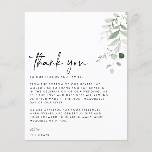 BUDGET Hochzeit Foto Danke Karte (Vorderseite)