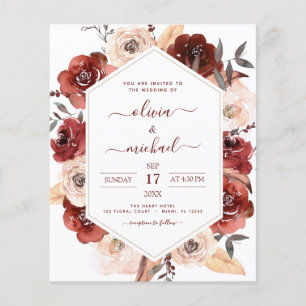 Budget Hochzeit im Herbst Burnt Orange Floral Flyer