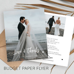 Budget-Hochzeit Liebe und Dank an 2 Foto Danke Flyer