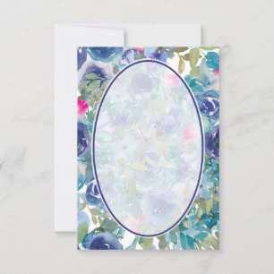 Budget-Hochzeit mit blauem floralem Hintergrund  Einladung