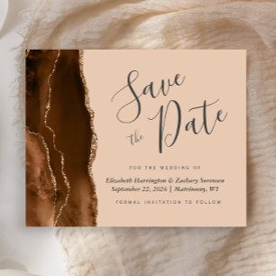 Budget-Hochzeit Mocha-Braun-Achat-Tan-Save-the-Dat