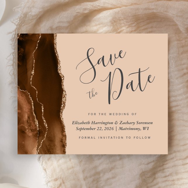 Budget-Hochzeit Mocha-Braun-Achat-Tan-Save-the-Dat (Von Creator hochgeladen)