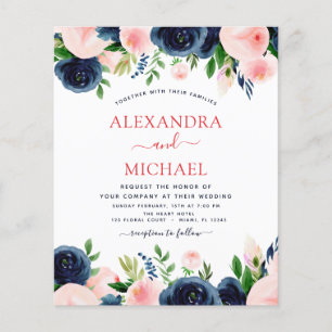 Budget Hochzeit Navy Blush Pink Blues Flyer