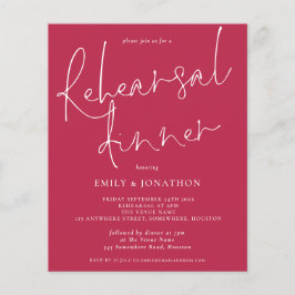 Budget Hochzeit Probe Dinner Magenta Einladung