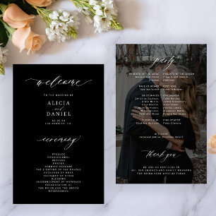 Budget Hochzeit Programm Schwarz Weiß elegant Foto