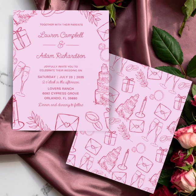 Budget Hochzeit Rosa & Rot Handgezeichnet (Von Creator hochgeladen)