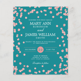 Budget Hochzeit Rose Gold Glitzer Aquamarin Einlad