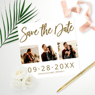 Budget-Hochzeit Save The Date 3-Foto-Collage Fotodruck