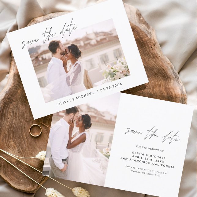 Budget Hochzeit Save the Date Foto Minimalistisch  (Von Creator hochgeladen)