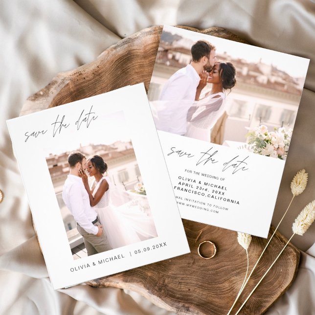Budget Hochzeit Save the Date Foto Minimalistisch  Flyer (Von Creator hochgeladen)